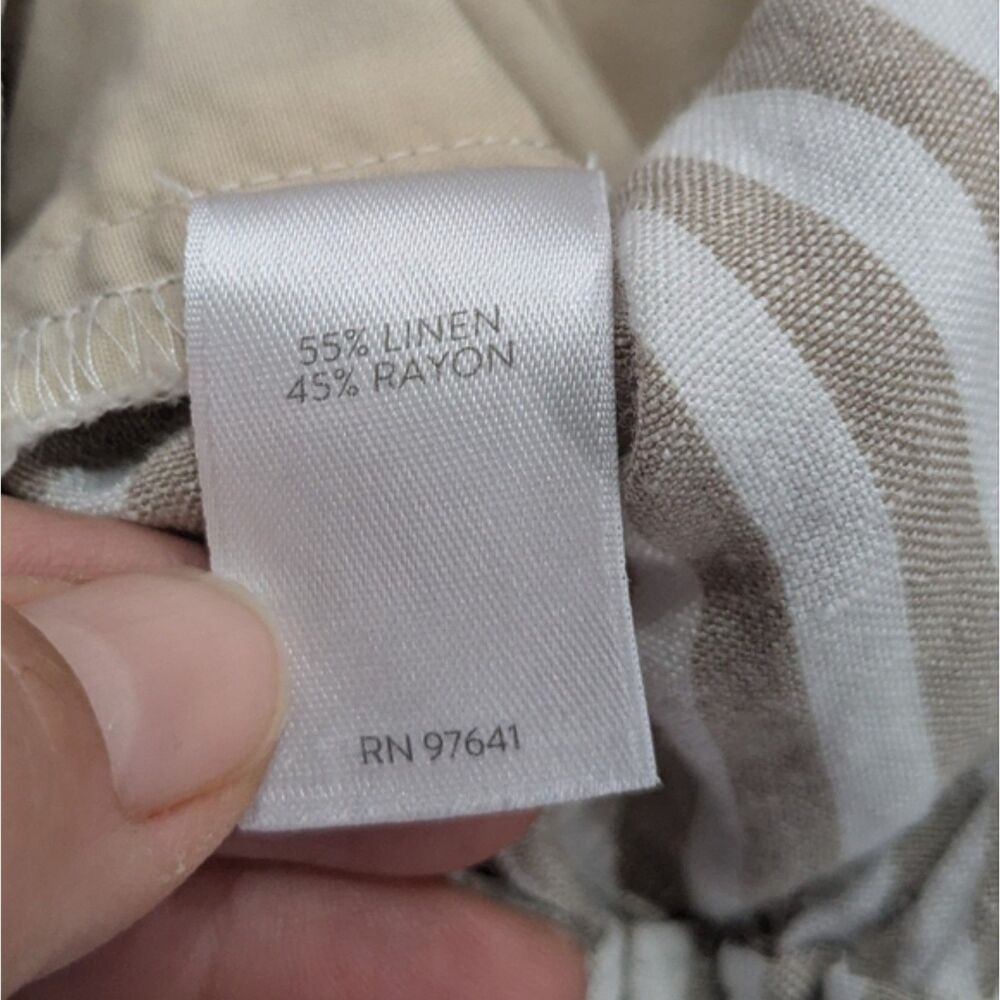 J.Jill Women Linen Blend Crop Capri Pants Size 16 Tan Striped High Rise Summer - Picture 11 of 11